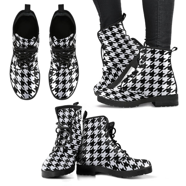 Combat Boots - Classic Black & White Houndstooth | Fashion