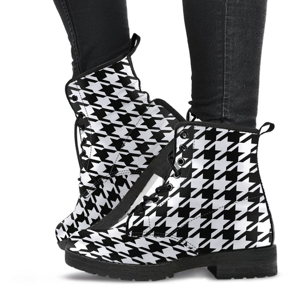 Combat Boots - Classic Black & White Houndstooth | Fashion