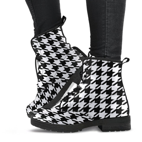 Combat Boots - Classic Black & White Houndstooth | Fashion
