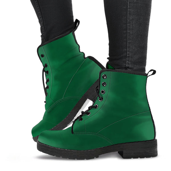 Combat Boots - Dark Green | Vegan Leather Lace Up Handmade