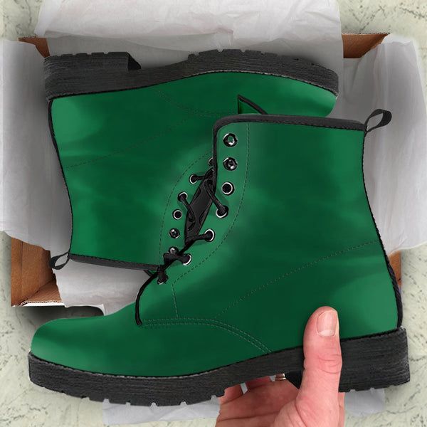 Combat Boots - Dark Green | Vegan Leather Lace Up Handmade