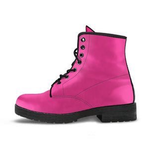 Combat Boots - Dark Pink | Pink Flat Boots Vegan Leather