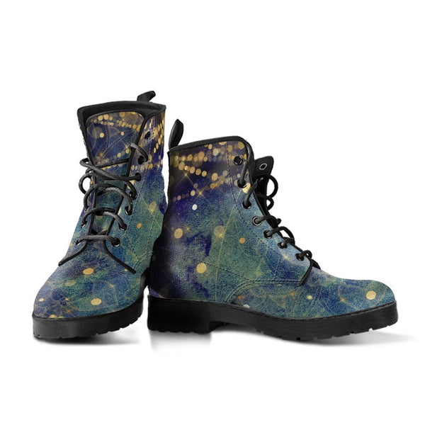 Combat Boots - Distressed Mandala Boots with Bokeh Fairy