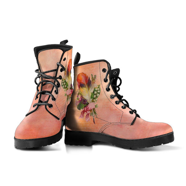 Combat Boots - Feather Quills | Boho Shoes Custom Shoes