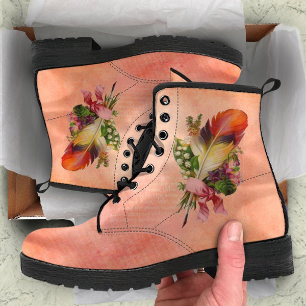 Combat Boots - Feather Quills | Boho Shoes Custom Shoes