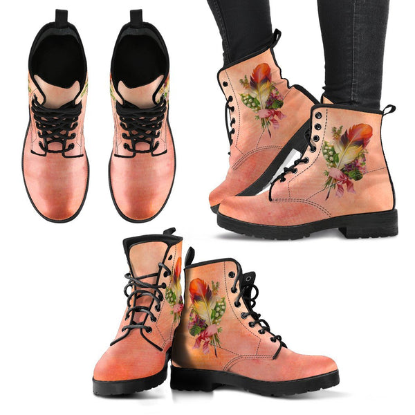 Combat Boots - Feather Quills | Boho Shoes Custom Shoes