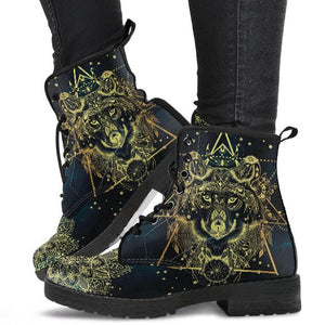 Combat Boots for Women - Boho Wolf Mandala Aesthetic Custom