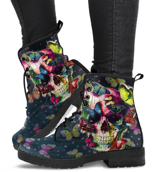 Combat Boots for Women - Butterfly Skulls | ACES INFINITY