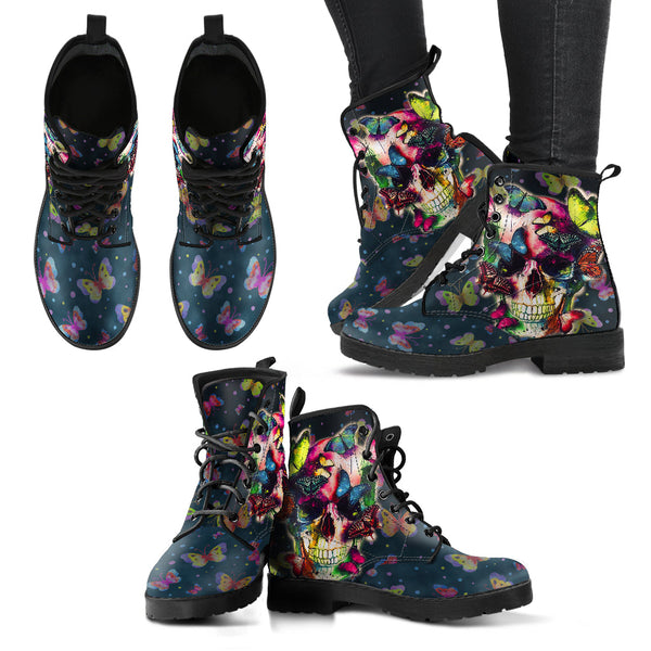 Combat Boots for Women - Butterfly Skulls | ACES INFINITY