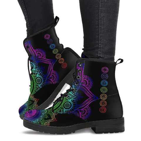 Combat Boots for Women - Chakra Mandala | Unique Custom