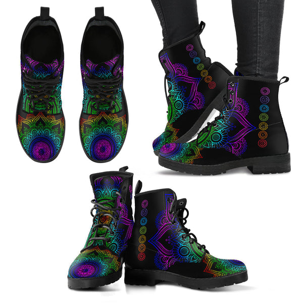 Combat Boots for Women - Chakra Mandala | Unique Custom