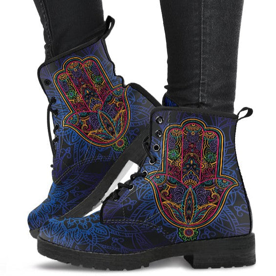 Combat Boots for Women - Hamsa Hand 3 Cute Aesthetic Custom