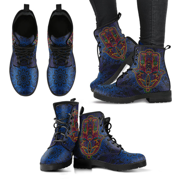 Combat Boots for Women - Hamsa Hand 3 Cute Aesthetic Custom