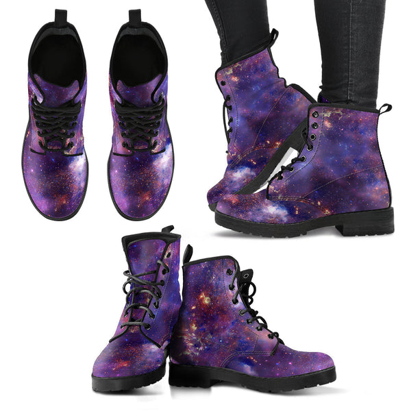 Combat Boots for Women - Purple Galaxy Boots | Unique