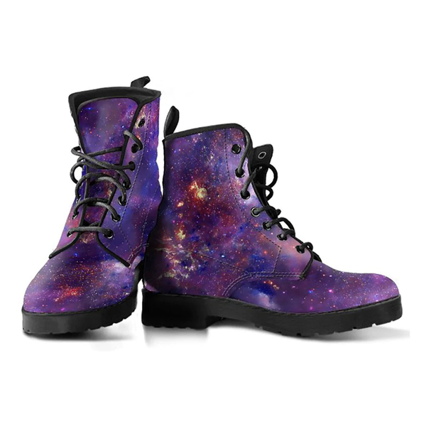 Combat Boots for Women - Purple Galaxy Boots | Unique