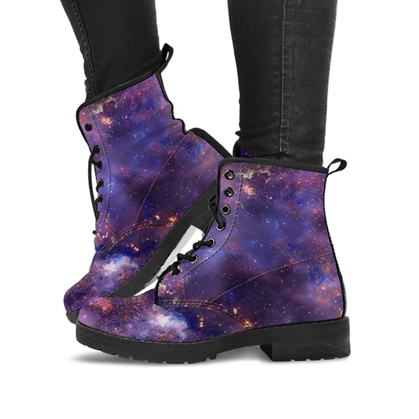 Combat Boots for Women - Purple Galaxy Boots | Unique