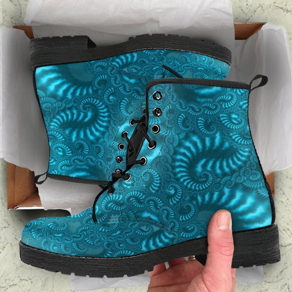 Combat Boots - Fractal Design | Boho Shoes Lace Up Boots