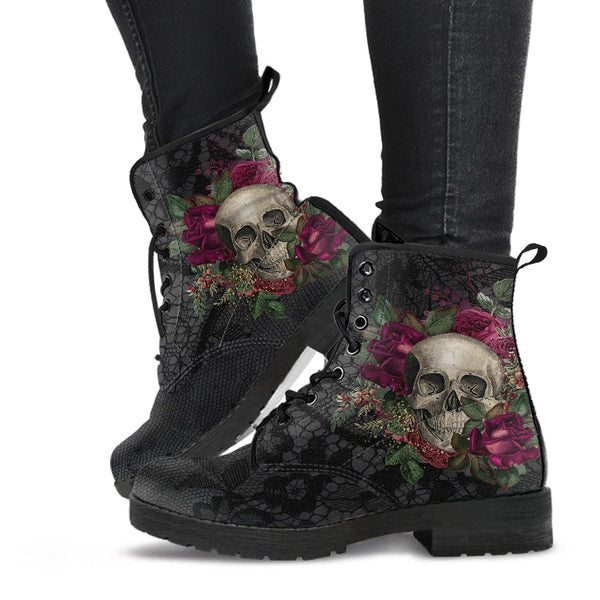 Combat Boots - Goth Shoes #24 | Gothic Lace Skulls