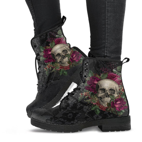 Combat Boots - Goth Shoes #24 | Gothic Lace Skulls