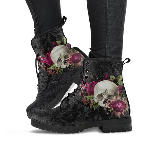 Combat Boots - Goth Shoes #26 | Gothic Lace Skulls