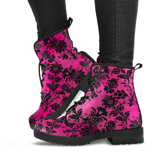 Combat Boots - Hot Pink Pattern #101 | Unisex Adult Shoes