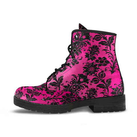 Combat Boots - Hot Pink Pattern #101 | Unisex Adult Shoes