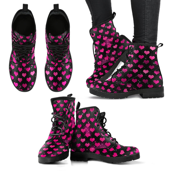 Combat Boots - Hot Pink Pattern #103 | Unisex Adult Shoes