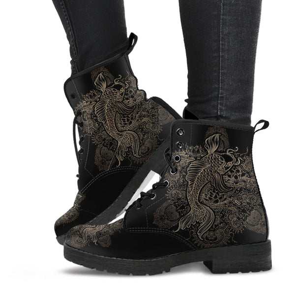 Combat Boots - Koi | Women’s Black Hipster Boots Vegan