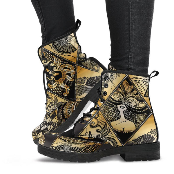 Combat Boots - Masquerade Mask | Boho Shoes Custom Shoes