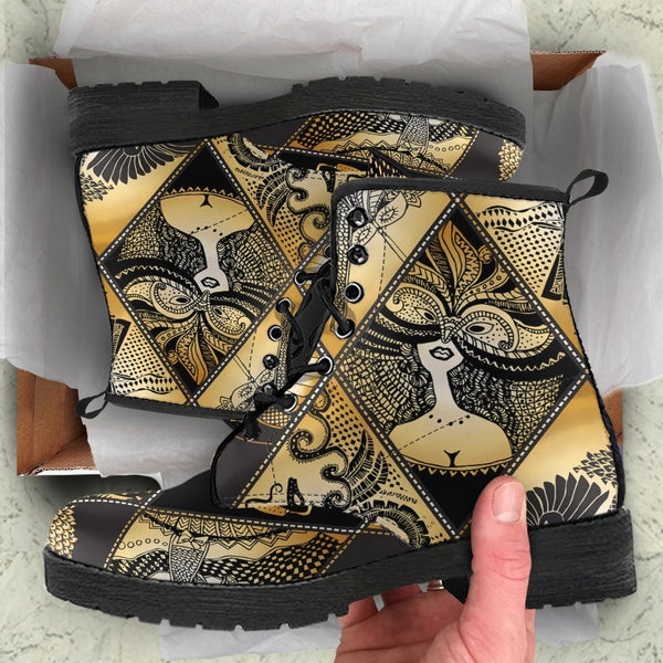 Combat Boots - Masquerade Mask | Boho Shoes Custom Shoes