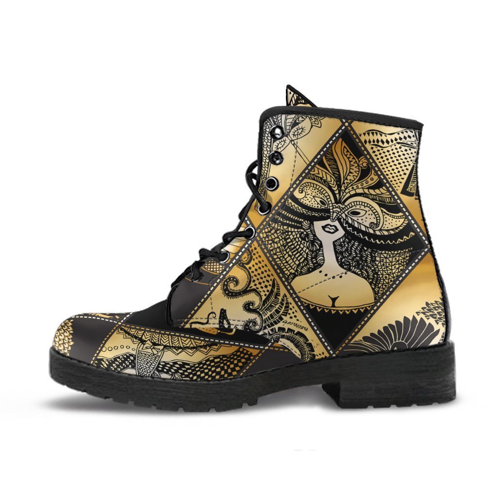 Combat Boots - Masquerade Mask | Boho Shoes Custom Shoes