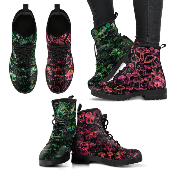 Combat Boots - Mushroom Boots #112 Black | Mushroom Gift