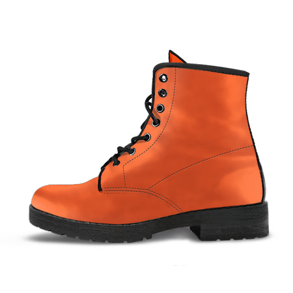 Combat Boots - Orange | Vegan Leather Lace Up Boots Women