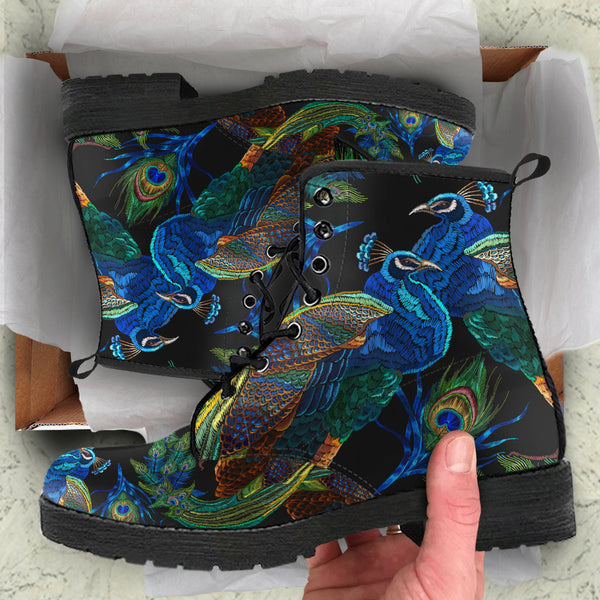 Combat Boots - Peacock #101 | Boho Shoes Handmade Lace Up