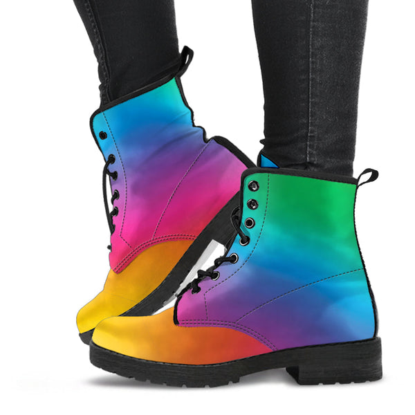 Combat Boots - Rainbow Shoes | Boho Shoes Handmade Lace Up