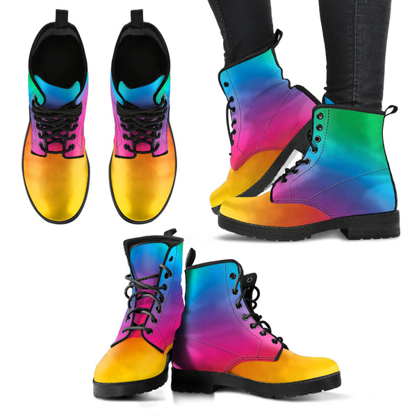 Combat Boots - Rainbow Shoes | Boho Shoes Handmade Lace Up