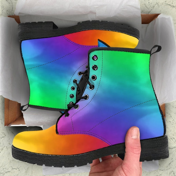 Combat Boots - Rainbow Shoes | Boho Shoes Vegan Leather