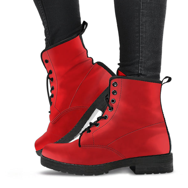 Combat Boots - Red | Red Combat Boots Goth Boots Handmade