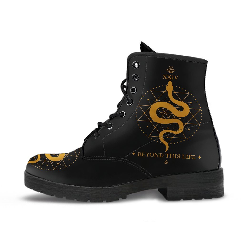 Combat Boots - Snake Boots | Women’s Black Hipster Boots