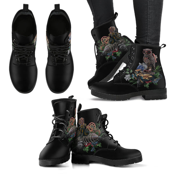 Combat Boots - Steampunk Inspired Design #102 Black