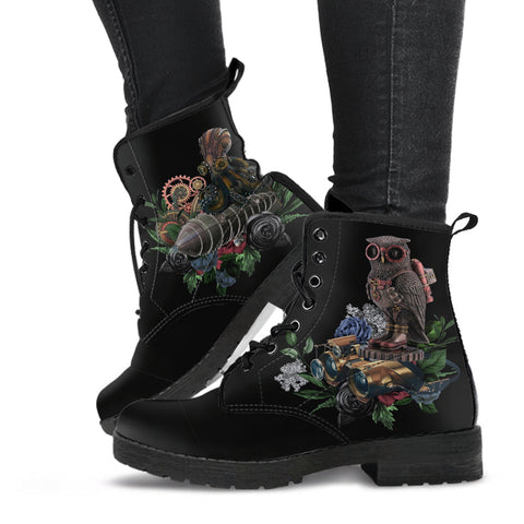 Combat Boots - Steampunk Inspired Design #102 Black