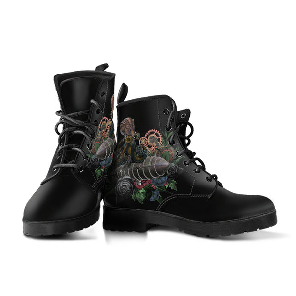 Combat Boots - Steampunk Inspired Design #102 Black