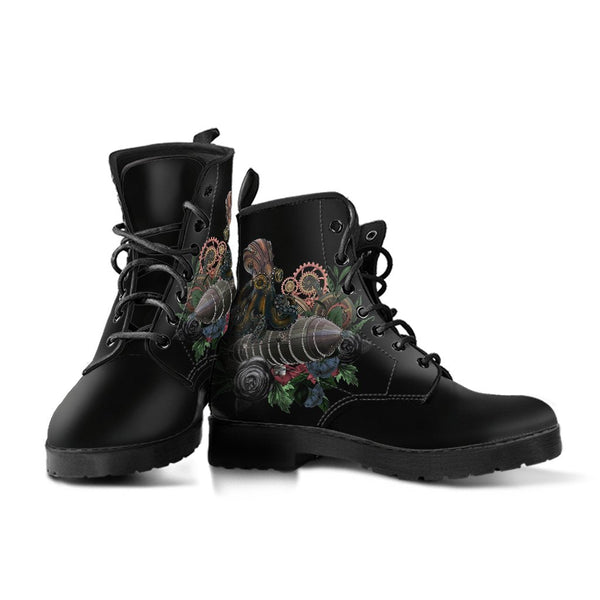 Combat Boots - Steampunk Inspired Design #12 Black