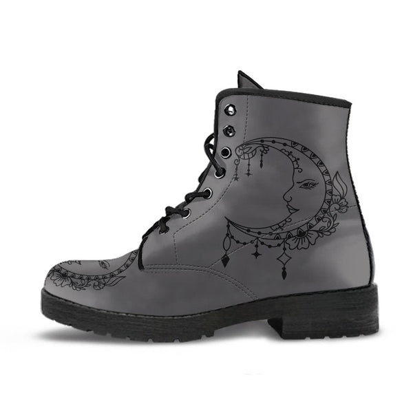 Combat Boots - Sun and Moon Boots #14 Gray | Custom Shoes