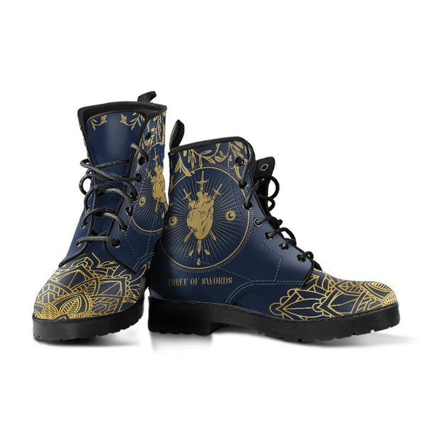 Combat Boots - Three of Swords | Tarot Art Vegan Leather