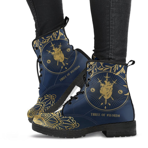 Combat Boots - Three of Swords | Tarot Art Vegan Leather