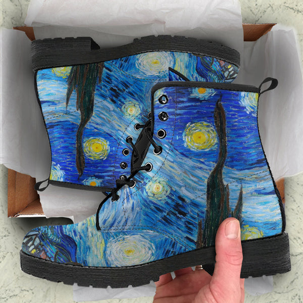 Combat Boots - Vintage Art Vincent van Gogh: The Starry