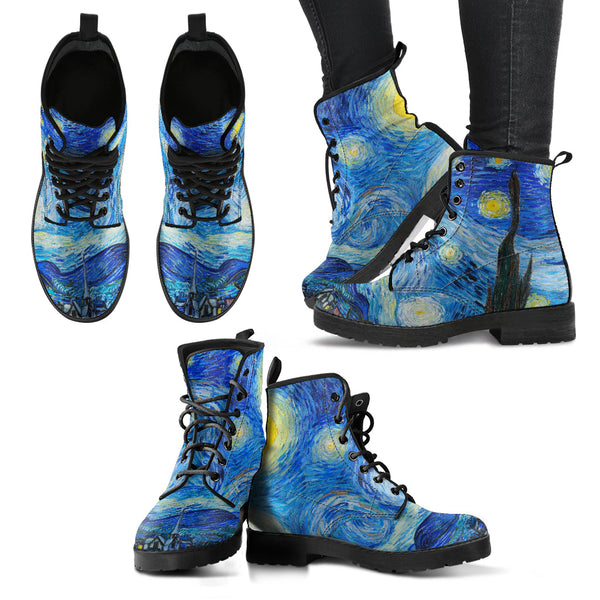 Combat Boots - Vintage Art Vincent van Gogh: The Starry