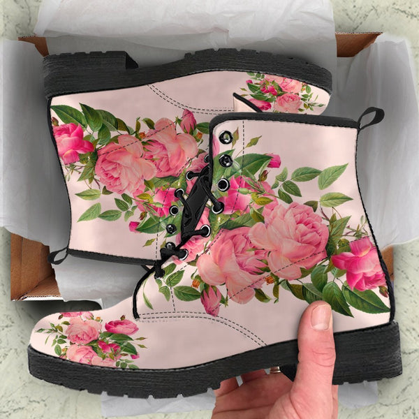 Combat Boots - Vintage Roses (Nude Pink) | Blush Pink Flat