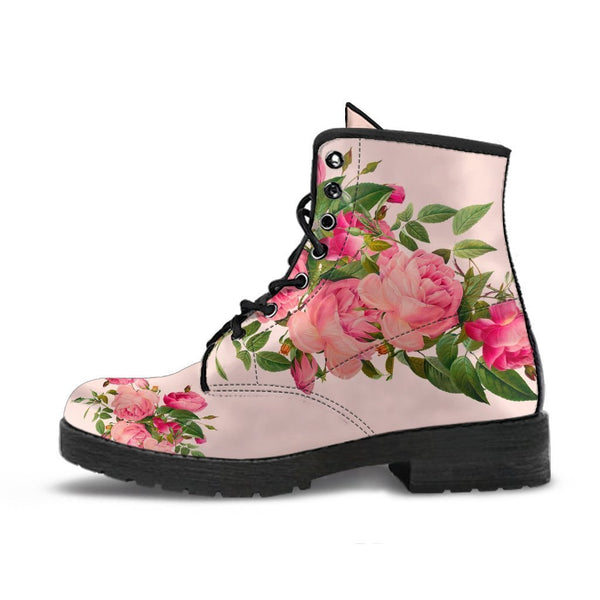 Combat Boots - Vintage Roses (Nude Pink) | Blush Pink Flat